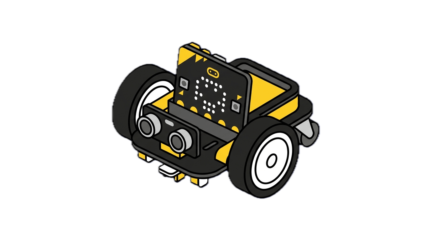 micro:bitを搭載したロボットカーのイラスト
