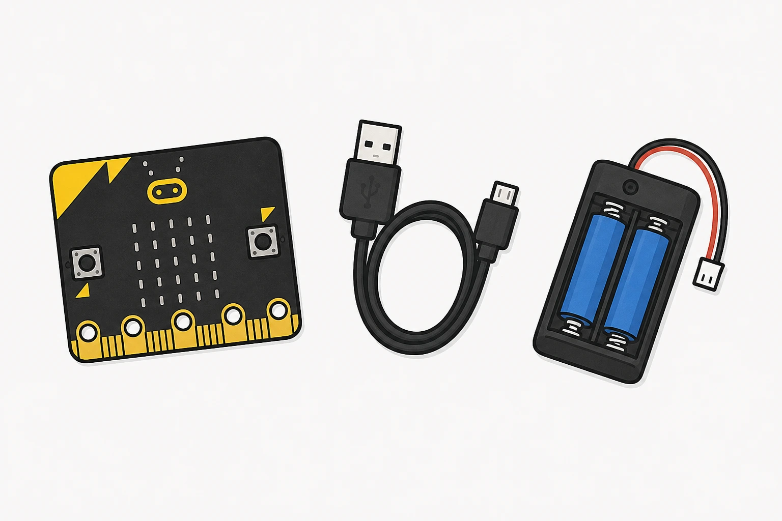 マイクロビットを使う前に準備するものの一覧イラスト